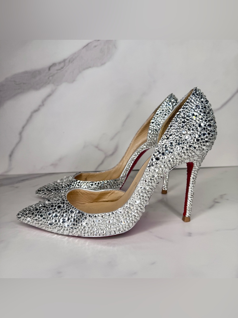 Christian Louboutin Iriza Silver Strass Crystal Heels Size 36.5 / 6.5 - Picture 9 of 16